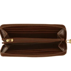 Brun læderpung med lynlåslukning