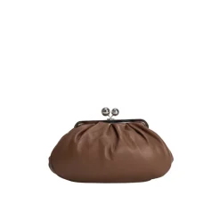 Brun lædertaske med kædestrop