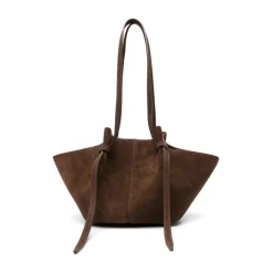 Brun Ruskind Skuldertaske med Knude Detaljer