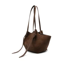 Brun Ruskind Skuldertaske med Knude Detaljer