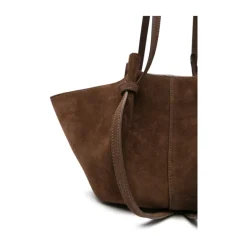 Brun Ruskind Skuldertaske med Knude Detaljer