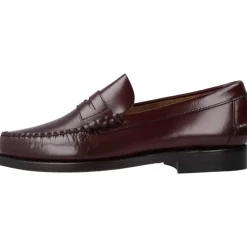 Burgunderfarvede læderloafers