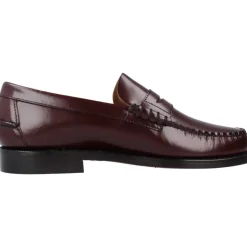 Burgunderfarvede læderloafers