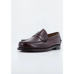 Burgunderfarvede læderloafers