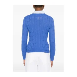 Cable-strikket V-hals sweater