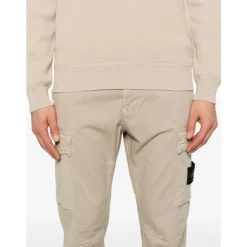Cargo bukser i beige bomuld stretch