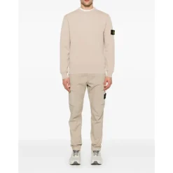 Cargo bukser i beige bomuld stretch