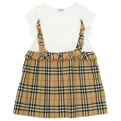 Check Trim Stretch Cotton Dress