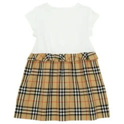 Check Trim Stretch Cotton Dress