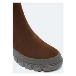 Chelsea ankellæderstøvle med klassiske elastiske indsatser