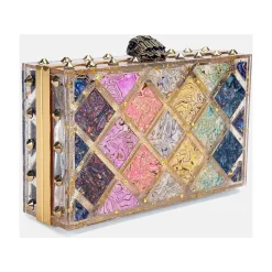 Crystal Quilt Box Clutch