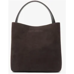 Dame Håndtaske i mørk brun lavet af ægte velour Estro ER00116872