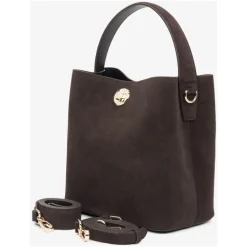 Dame Håndtaske i mørk brun lavet af ægte velour Estro ER00116872