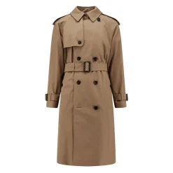 Dobbeltbrystet bomuldfrakke med bælte