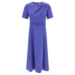 Draperet midikjole med bælte