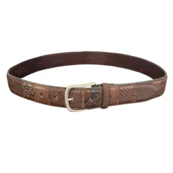 Eksotisk Læder Patch Bælte Håndlavet