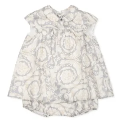 Elegant Grå Silkekjole Barocco Print