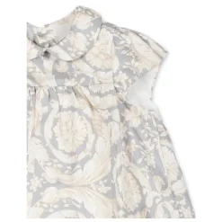 Elegant Grå Silkekjole Barocco Print