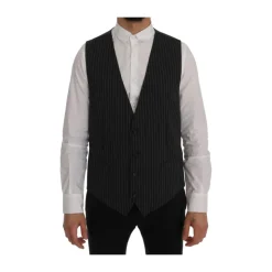 Elegant Gr Vest med Striber