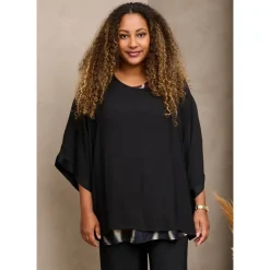 Elegant Oversize Bluse med Draperede Ærmer