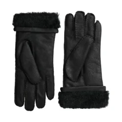 Elegant Sort Læder Vinterhandsker