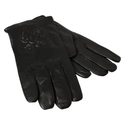 Embossed Logo Leather Gloves