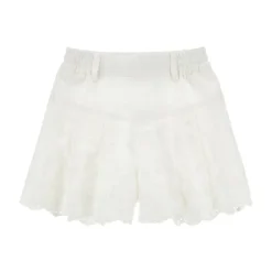 Embroidered Eyelet Pleated Shorts