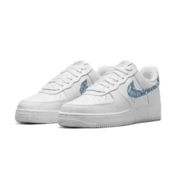 Essential White Worn Blue Paisley Sneakers