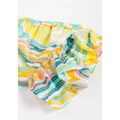 Farverigt Mini-skørt med Rynker