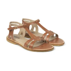 Feminin Lædersandal med Stropper og Ankelrem