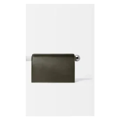 Firkantet Rund Clutch Taske Mørk Khaki