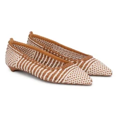 Flettede læderpumps med flad hæl