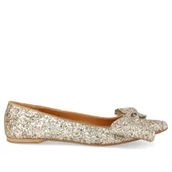 Glitter Ballerina med Sløjfe - Champagne