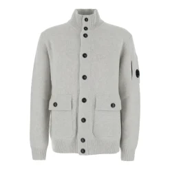 Grå Lammeuld Cardigan Sweater