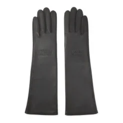 Grå Læder Logo Handsker