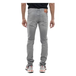 Grå Skinny Jeans med Fem Lommer