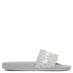 Grå Slide Sandaler med Logo Motif