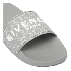Grå Slide Sandaler med Logo Motif