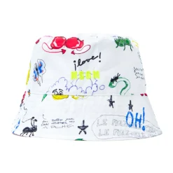 Graphic-Print Logo-Embroidered Cotton Bucket Hat