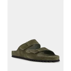 Grøn Ruskindsslides med Dobbeltremme