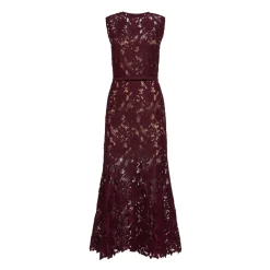 Guipure Lace Belted Midi Dress