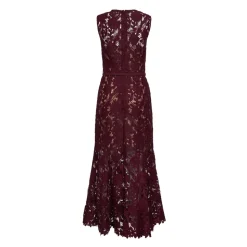 Guipure Lace Belted Midi Dress