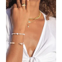 Guld CZ Panther Armbånd