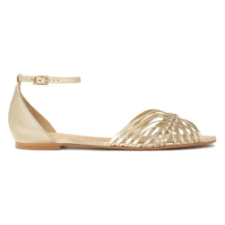 Guld flade sandaler med indbygget hæl
