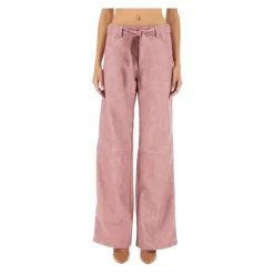 Højtaljede bukser med brede ben og bindebælte