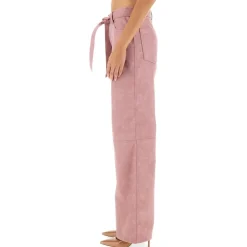 Højtaljede bukser med brede ben og bindebælte