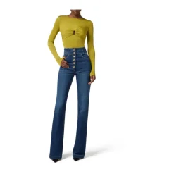 Højtaljede jeans med knapper