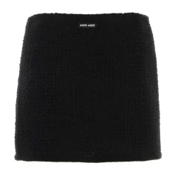 Højtaljet plisseret midinederdel