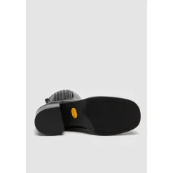 Håndlavet Sort Læderstøvle med Elastiske Indsatser