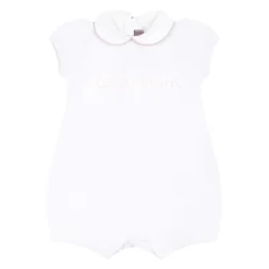 Hvid Bomulds Kjole med Slogan Broderi